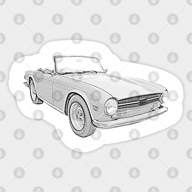 Triumph TR6 1970s classic sports car monochrome Sticker by soitwouldseem